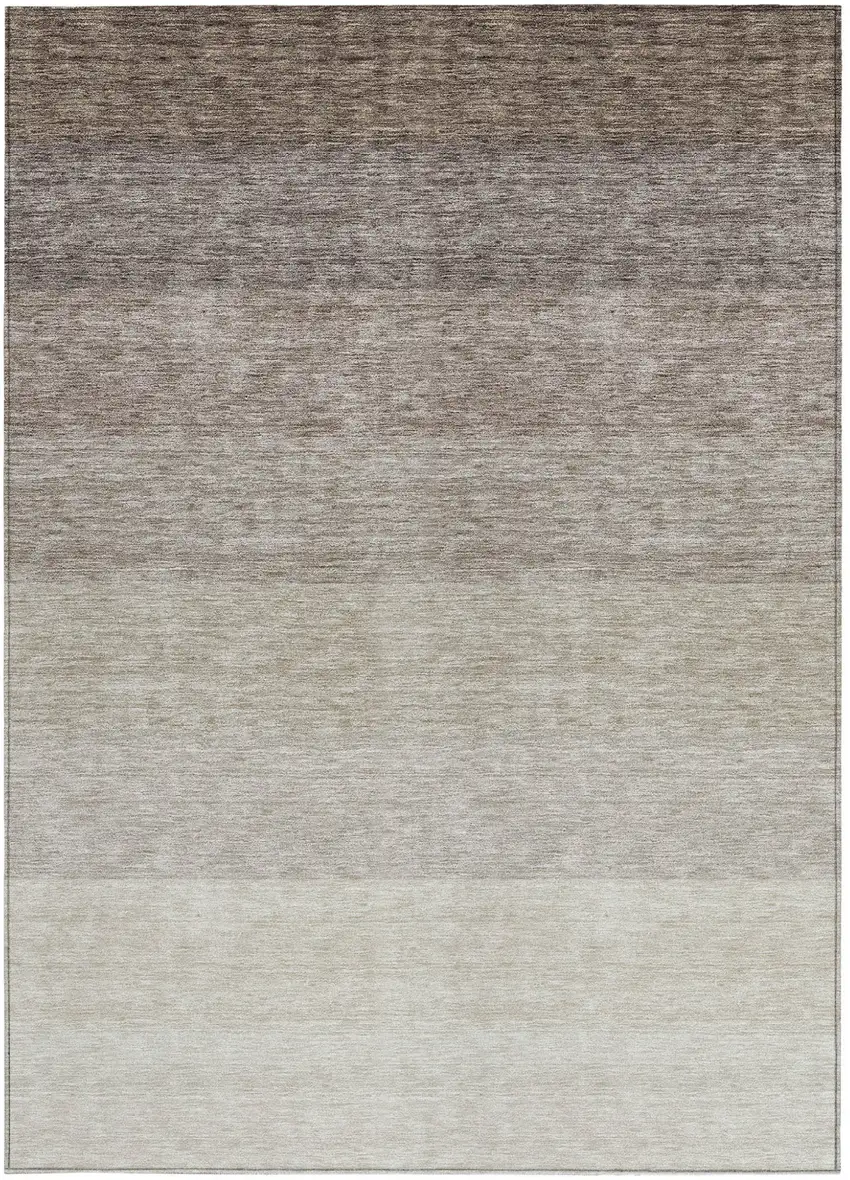 Brown And Ivory Ombre Washable Indoor Outdoor Area Rug Photo 6
