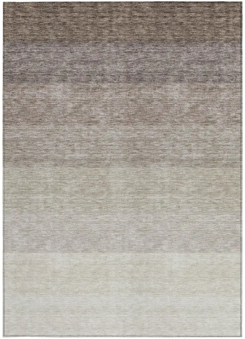 Brown And Ivory Ombre Washable Indoor Outdoor Area Rug Photo 5