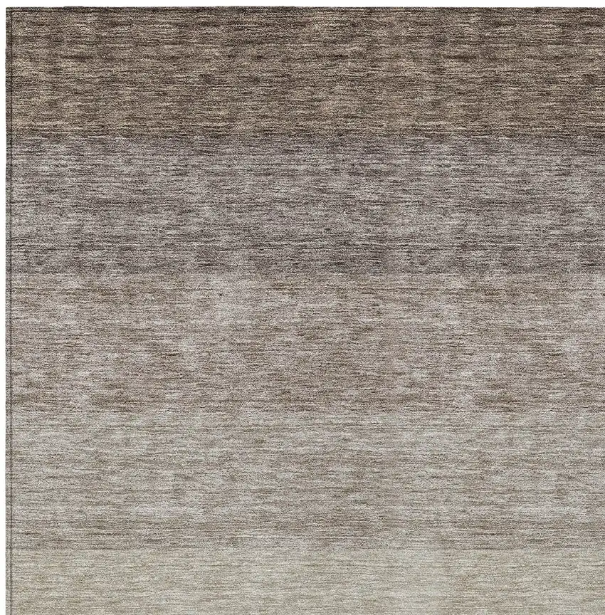 Brown And Ivory Ombre Washable Indoor Outdoor Area Rug Photo 5