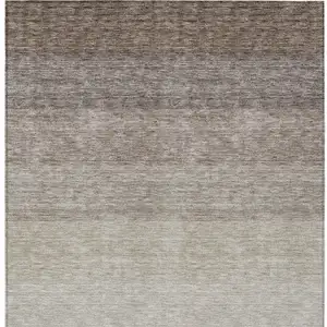 Photo of Brown And Ivory Ombre Washable Indoor Outdoor Area Rug