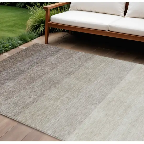 Brown And Ivory Ombre Washable Indoor Outdoor Area Rug Photo 1