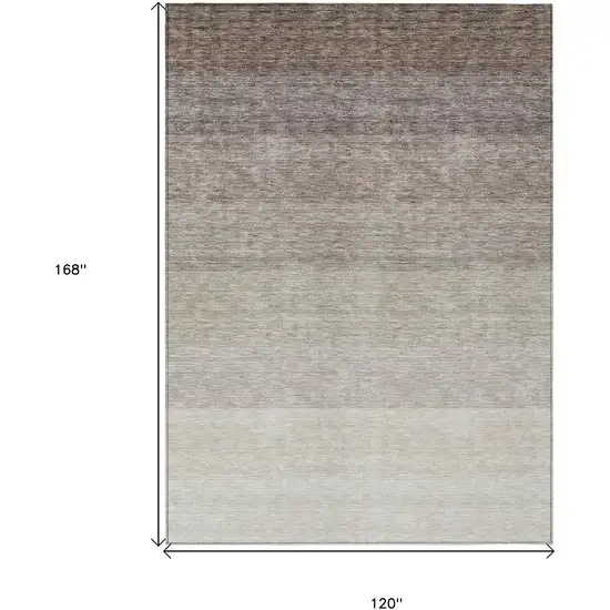Brown And Ivory Ombre Washable Indoor Outdoor Area Rug Photo 3
