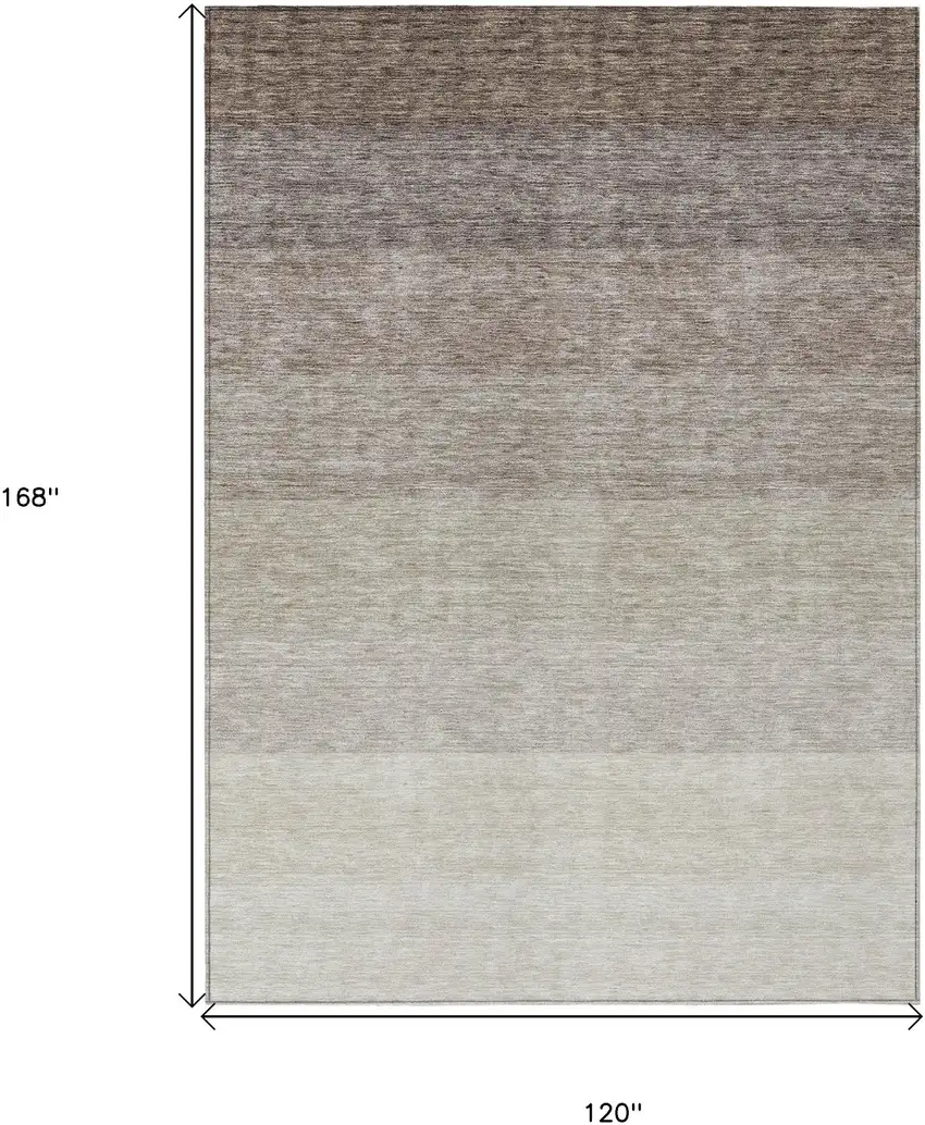 Brown And Ivory Ombre Washable Indoor Outdoor Area Rug Photo 3