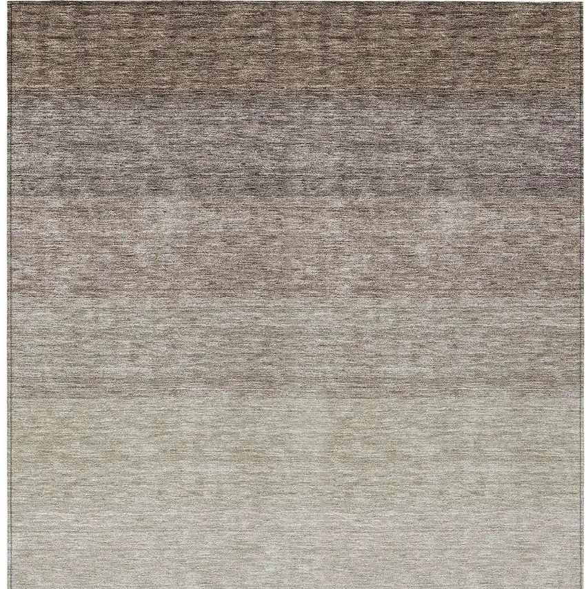 Brown And Ivory Ombre Washable Indoor Outdoor Area Rug Photo 6