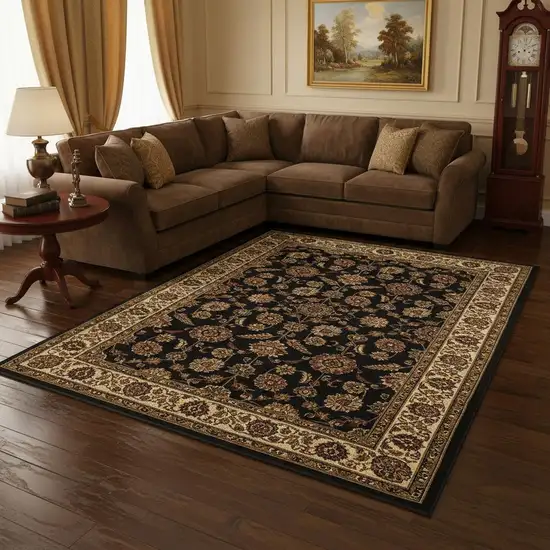 Brown And Ivory Oriental Area Rug Photo 1
