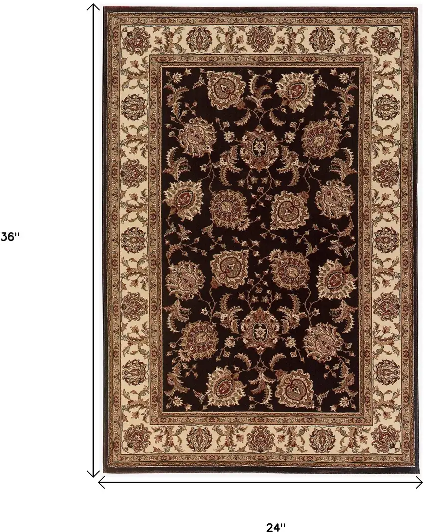 Brown And Ivory Oriental Area Rug Photo 5