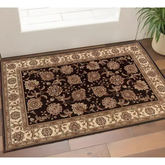 Brown And Ivory Oriental Area Rug Photo 1