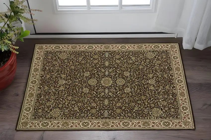 Brown And Ivory Oriental Area Rug Photo 1