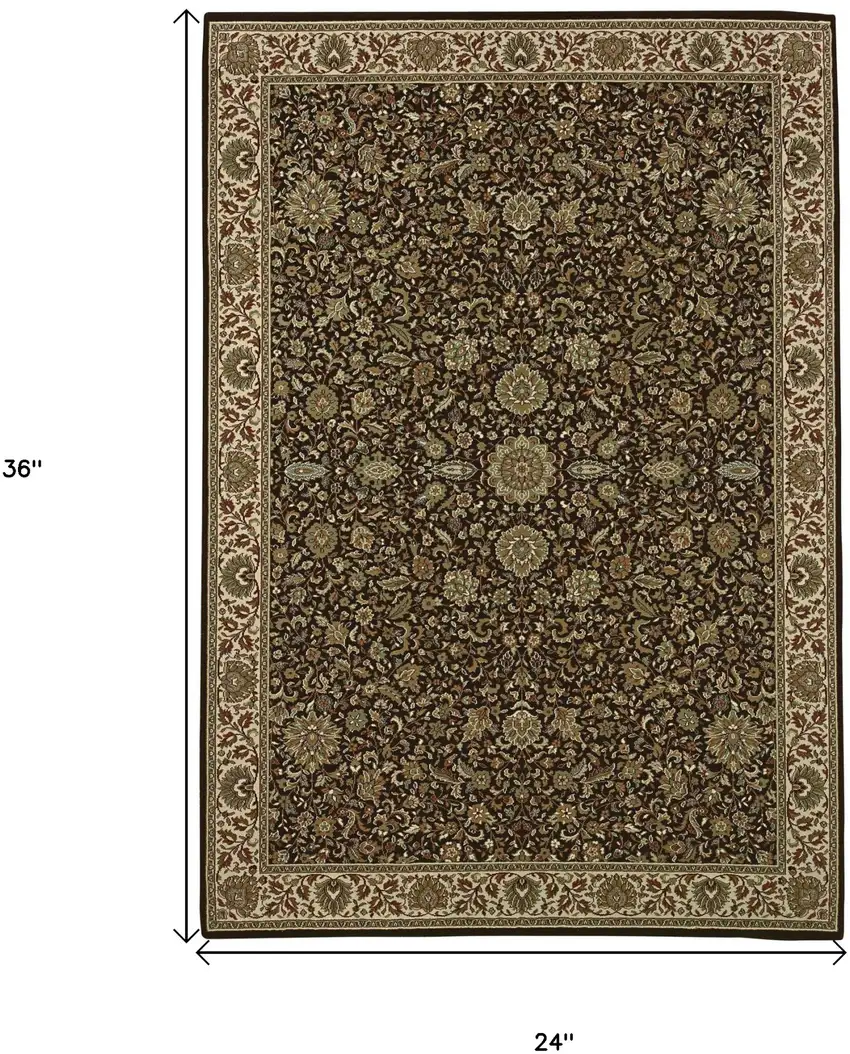 Brown And Ivory Oriental Area Rug Photo 3