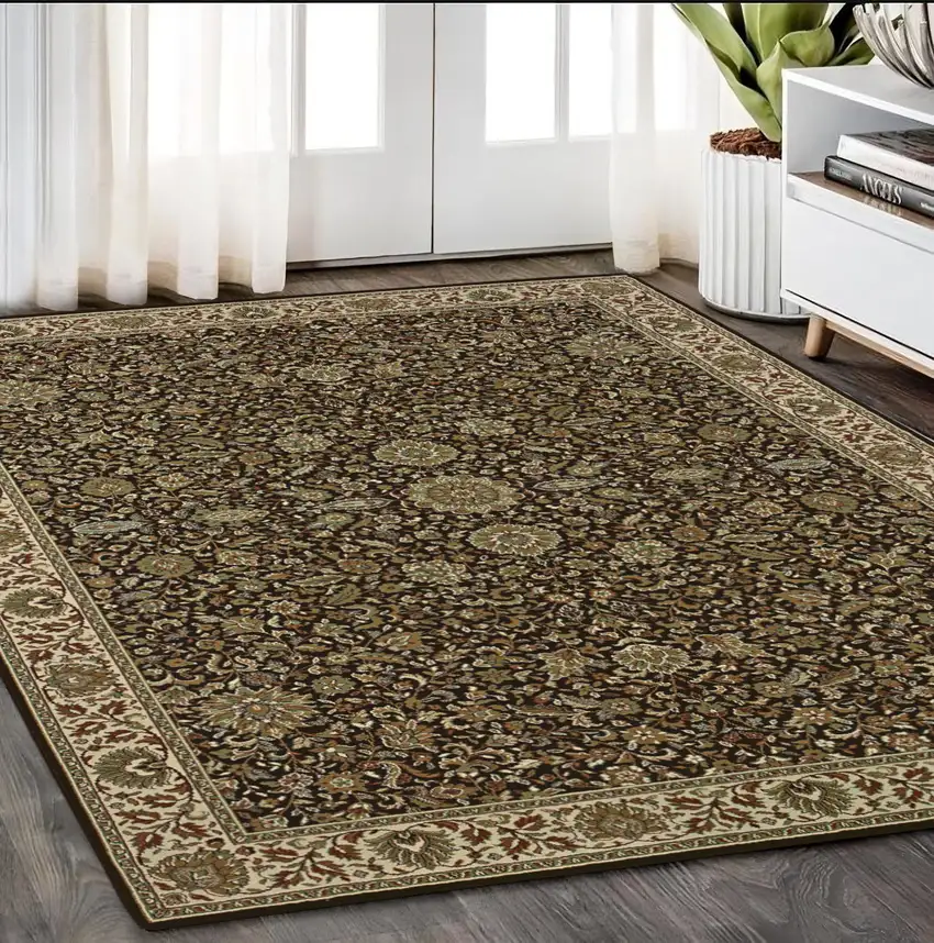 Brown And Ivory Oriental Area Rug Photo 1