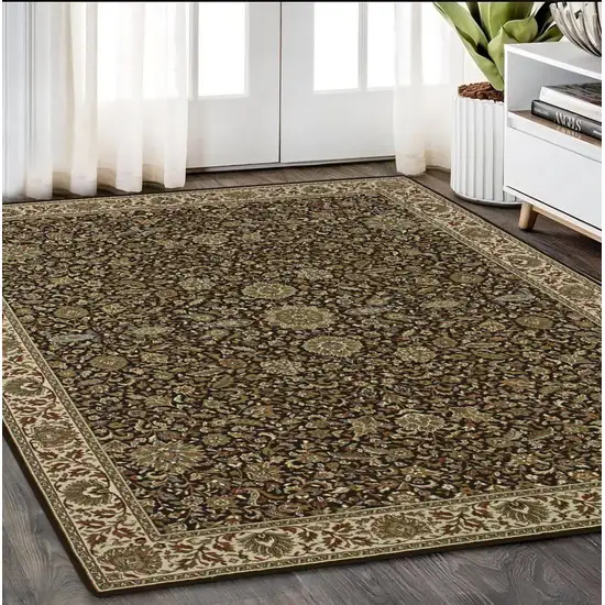 Brown And Ivory Oriental Area Rug Photo 1