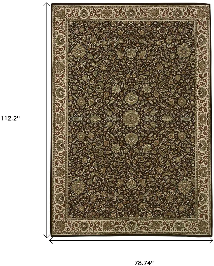 Brown And Ivory Oriental Area Rug Photo 3