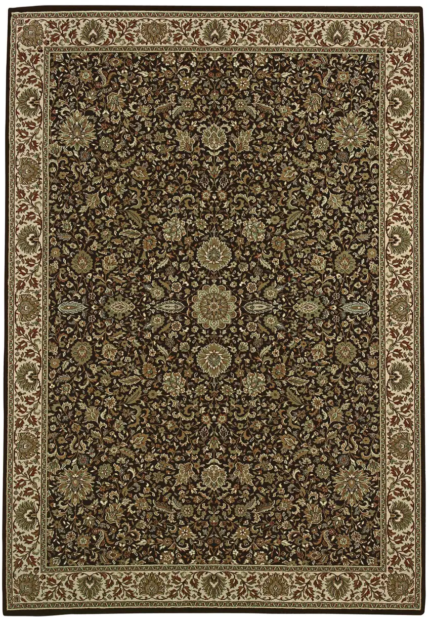 Brown And Ivory Oriental Area Rug Photo 4