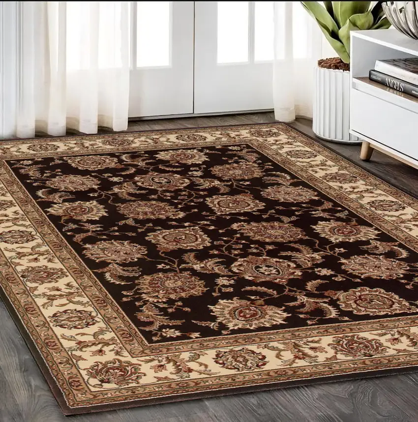 Brown And Ivory Oriental Area Rug Photo 1