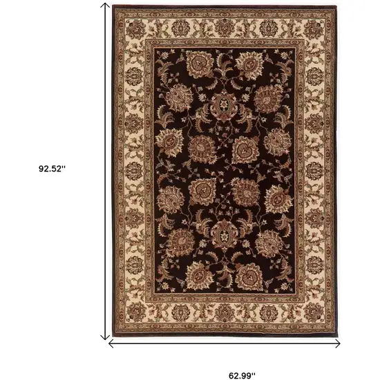 Brown And Ivory Oriental Area Rug Photo 3