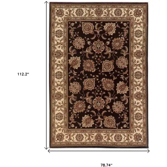 Brown And Ivory Oriental Area Rug Photo 3
