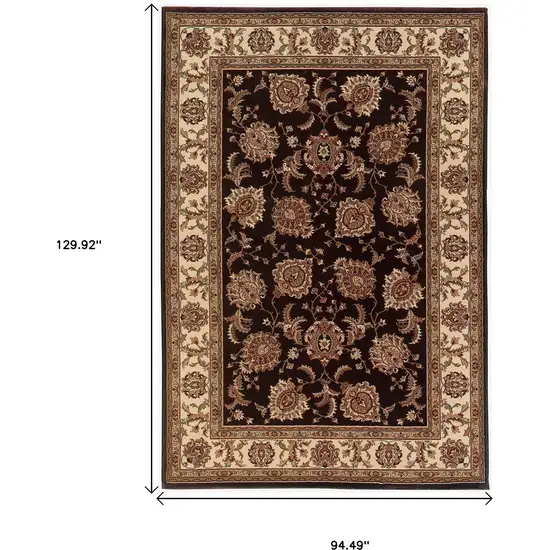 Brown And Ivory Oriental Area Rug Photo 3