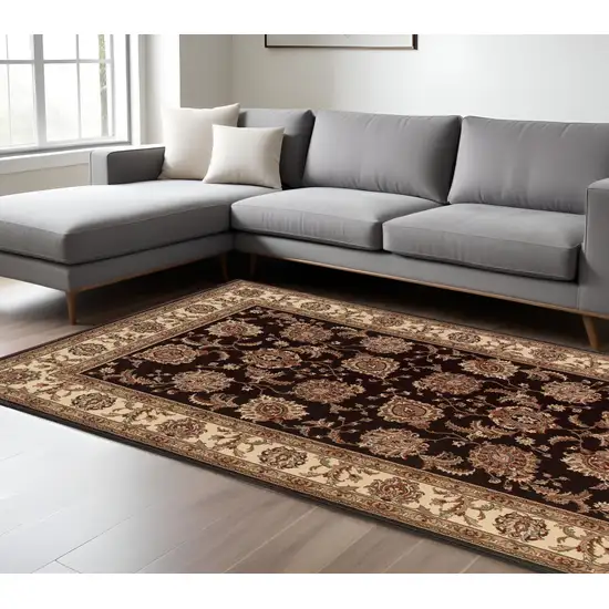 Brown And Ivory Oriental Area Rug Photo 1