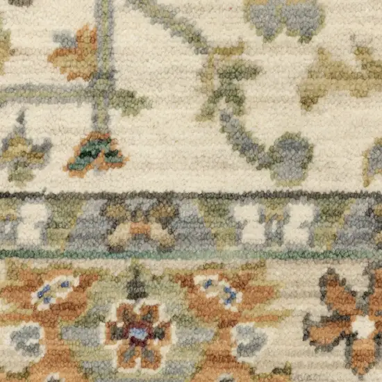 Brown And Ivory Oriental Power Loom Area Rug With Fringe Photo 3