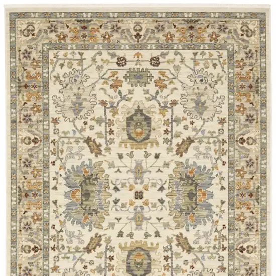 6' X 9' Brown And Ivory Oriental Power Loom Area Rug With Fringe Photo 6