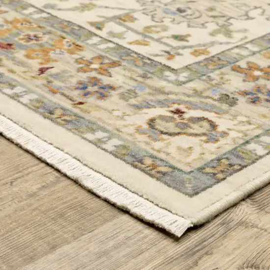 Brown And Ivory Oriental Power Loom Area Rug With Fringe Photo 5