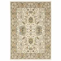 Photo of Brown And Ivory Oriental Power Loom Area Rug With Fringe