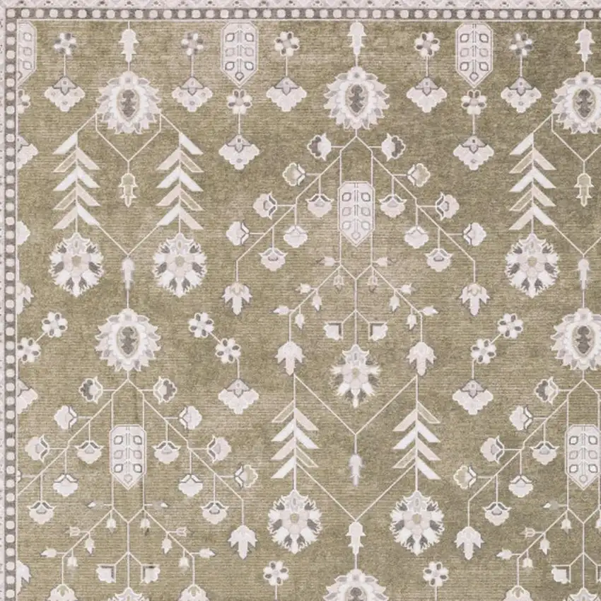 Brown And Ivory Oriental Washable Area Rug Photo 3