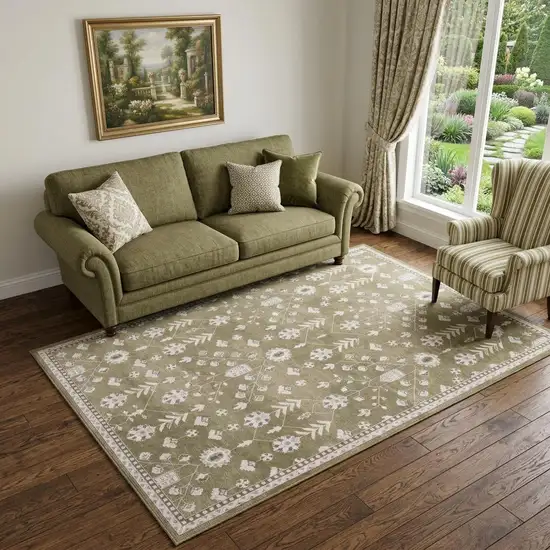 Brown And Ivory Oriental Washable Area Rug Photo 1