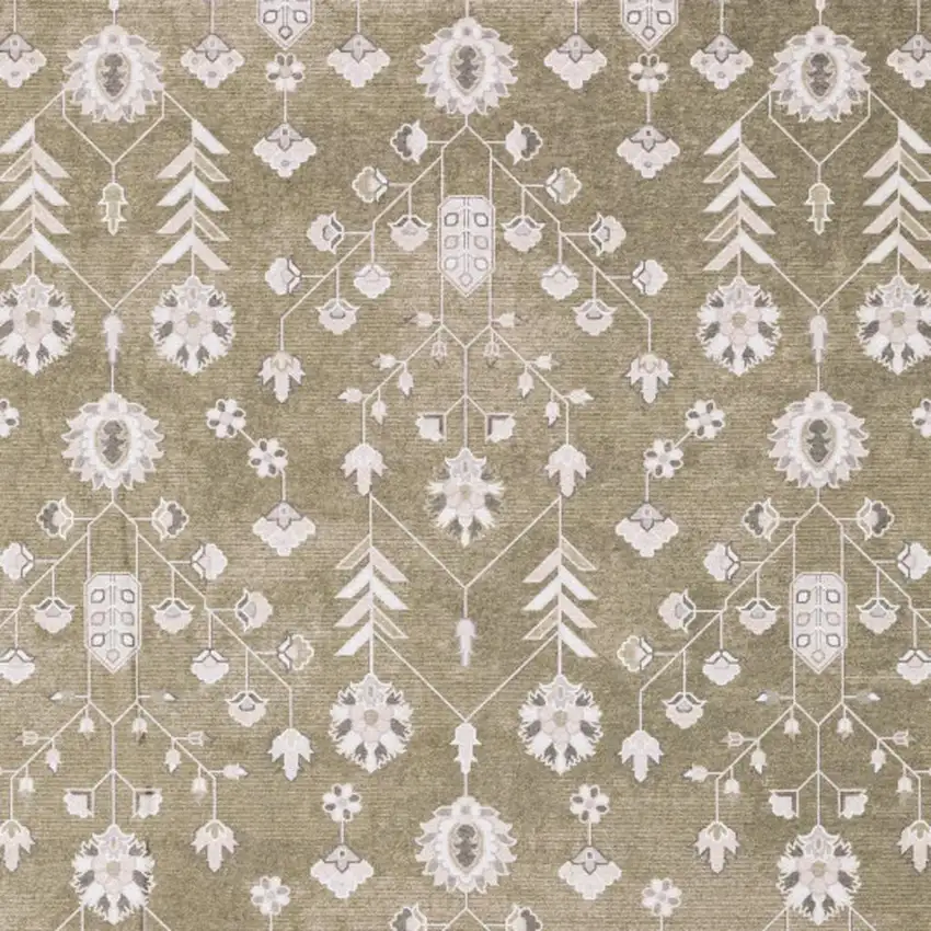 Brown And Ivory Oriental Washable Area Rug Photo 3