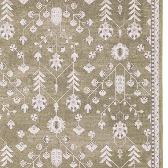 Brown And Ivory Oriental Washable Area Rug Photo 3