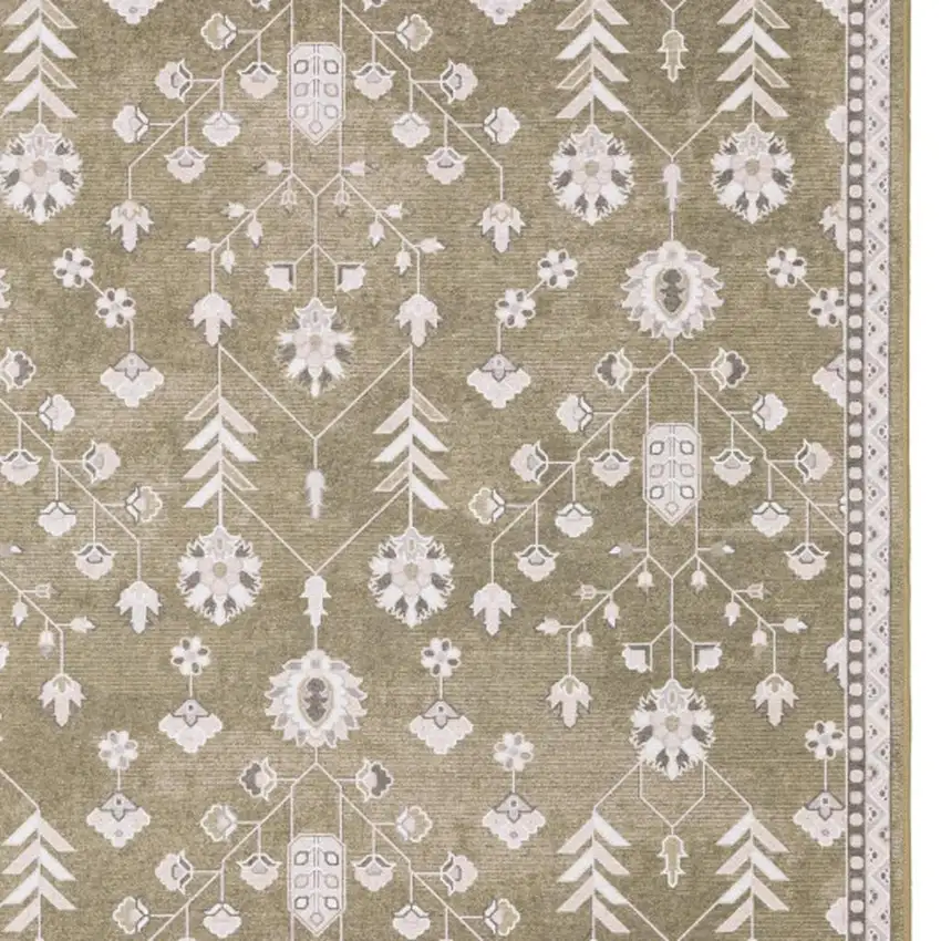 Brown And Ivory Oriental Washable Area Rug Photo 3