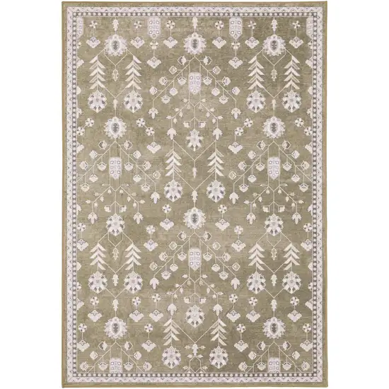 Brown And Ivory Oriental Washable Area Rug Photo 2