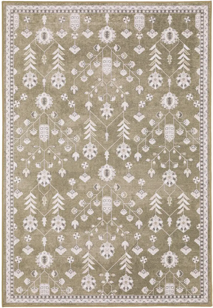 Brown And Ivory Oriental Washable Area Rug Photo 2