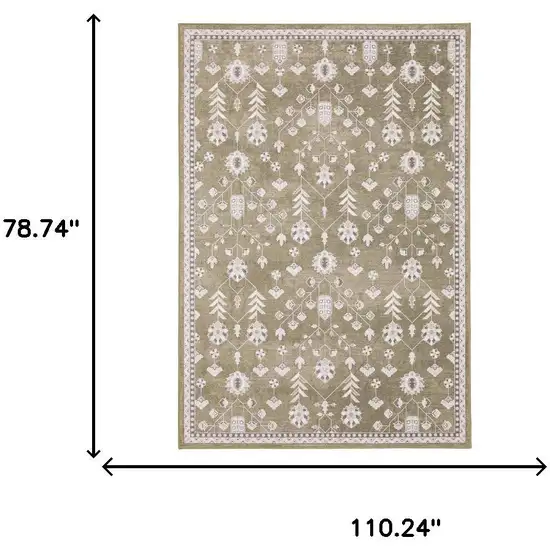 Brown And Ivory Oriental Washable Area Rug Photo 9