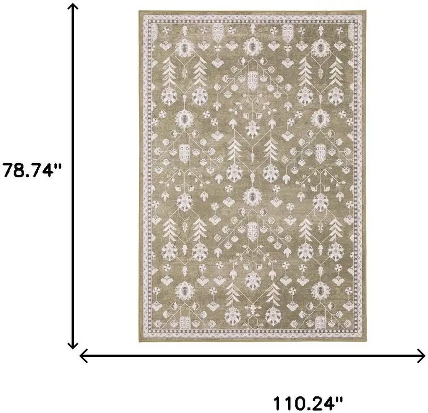 Brown And Ivory Oriental Washable Area Rug Photo 9