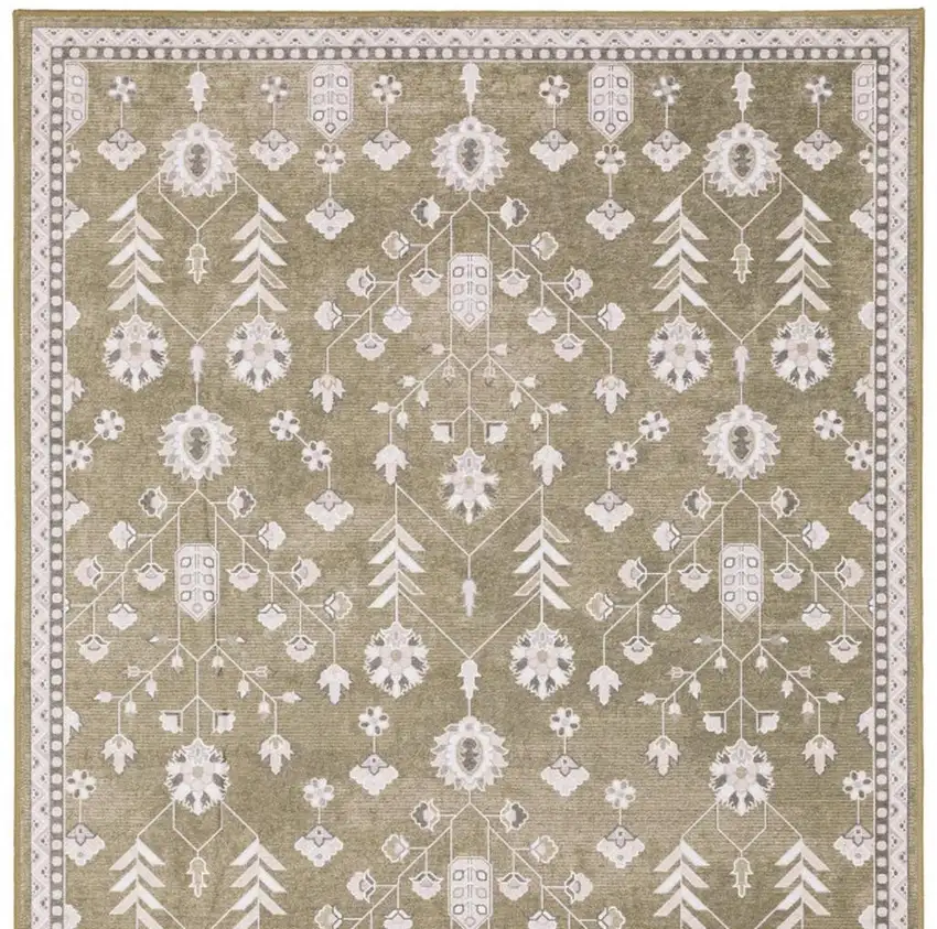 Brown And Ivory Oriental Washable Area Rug Photo 4