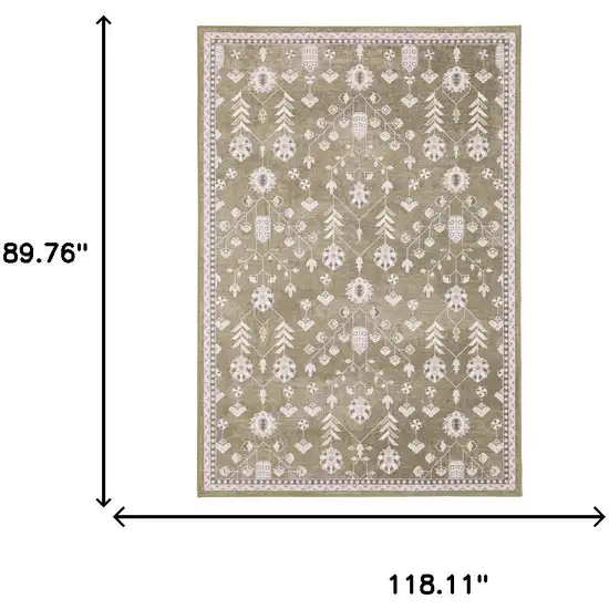 Brown And Ivory Oriental Washable Area Rug Photo 9