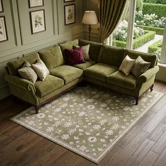 Brown And Ivory Oriental Washable Area Rug Photo 1