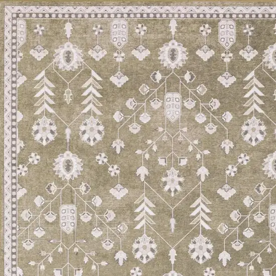 Brown And Ivory Oriental Washable Area Rug Photo 3