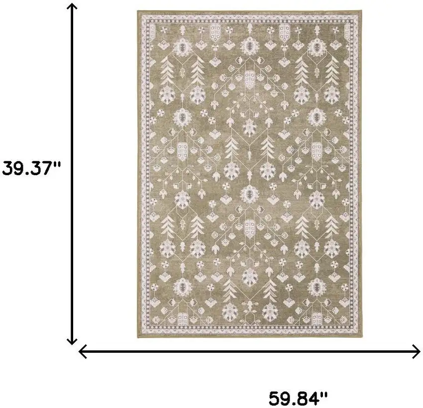 Brown And Ivory Oriental Washable Area Rug Photo 9