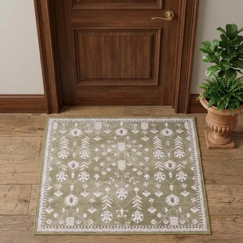 Brown And Ivory Oriental Washable Area Rug Photo 1