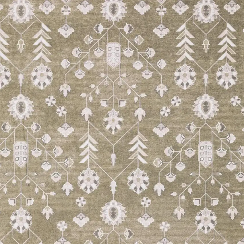 Brown And Ivory Oriental Washable Area Rug Photo 3