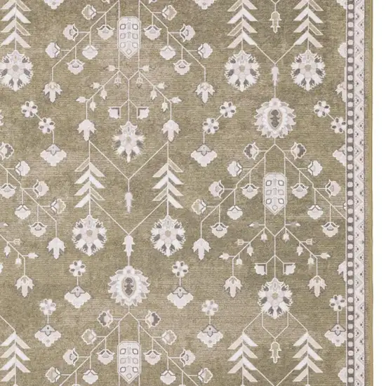 Brown And Ivory Oriental Washable Area Rug Photo 3