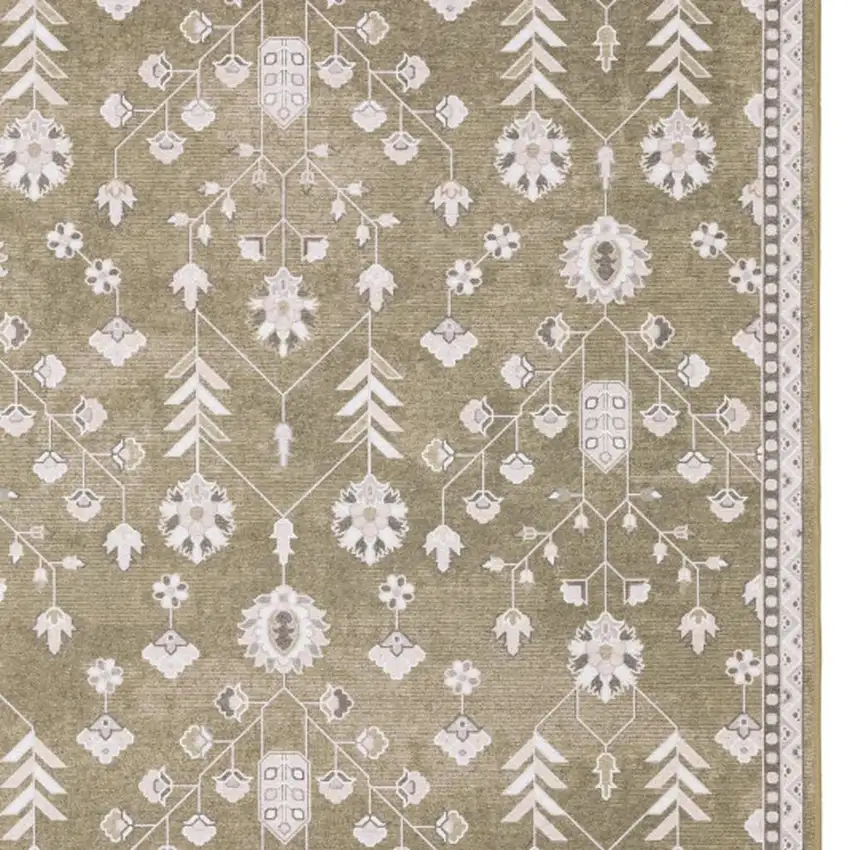 Brown And Ivory Oriental Washable Area Rug Photo 3