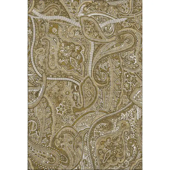 Brown And Ivory Paisley Washable Area Rug With UV Protection Photo 1