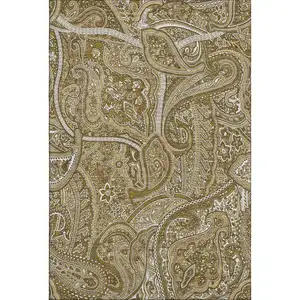 Photo of Brown And Ivory Paisley Washable Area Rug With UV Protection