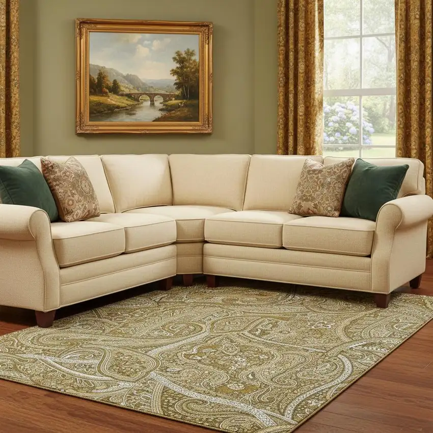 Brown And Ivory Paisley Washable Area Rug With UV Protection Photo 1