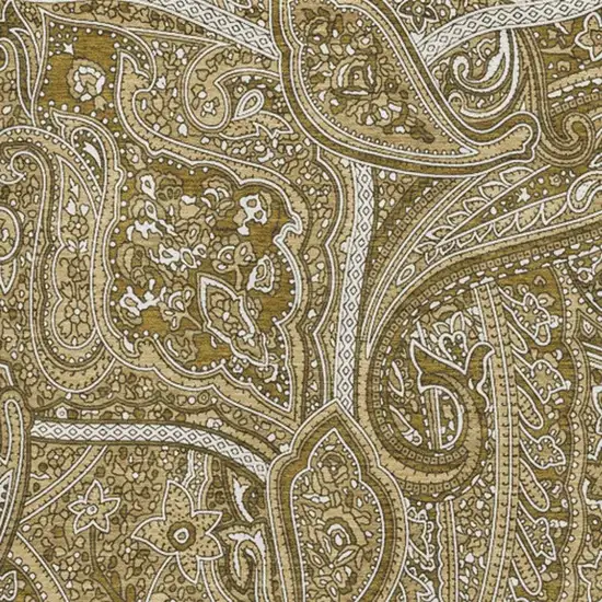 Brown And Ivory Paisley Washable Area Rug With UV Protection Photo 3