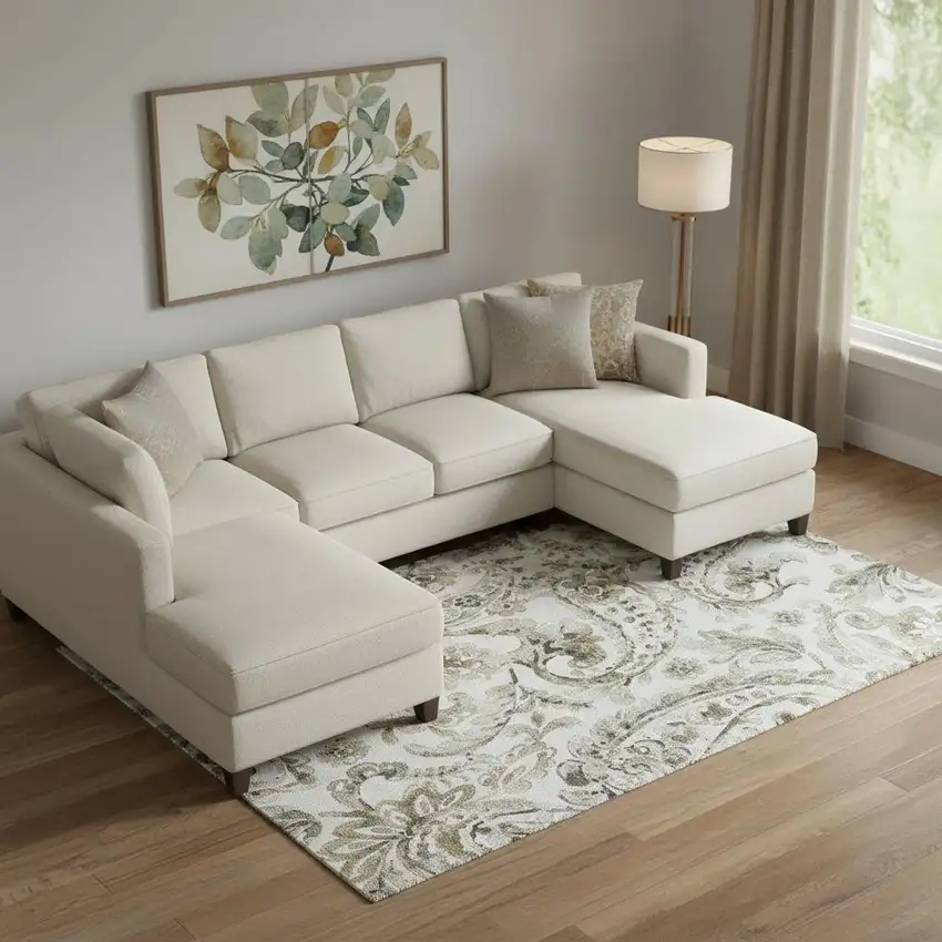 Brown And Ivory Paisley Washable Area Rug With UV Protection Photo 1