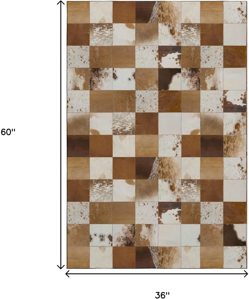 Brown And Ivory Patchwork Washable Area Rug With UV Protection Photo 3